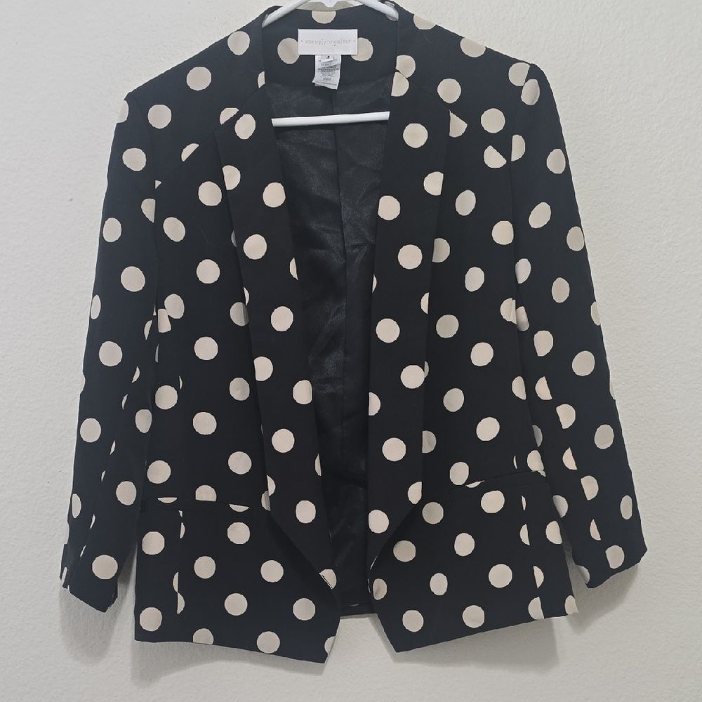Corey Lynn Calter Black Blazer with Cream Polka‎ Dots 4